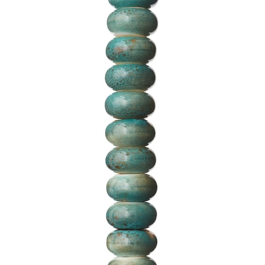 Aqua Ceramic Rondelle Beads, 14mm by Bead Landing™